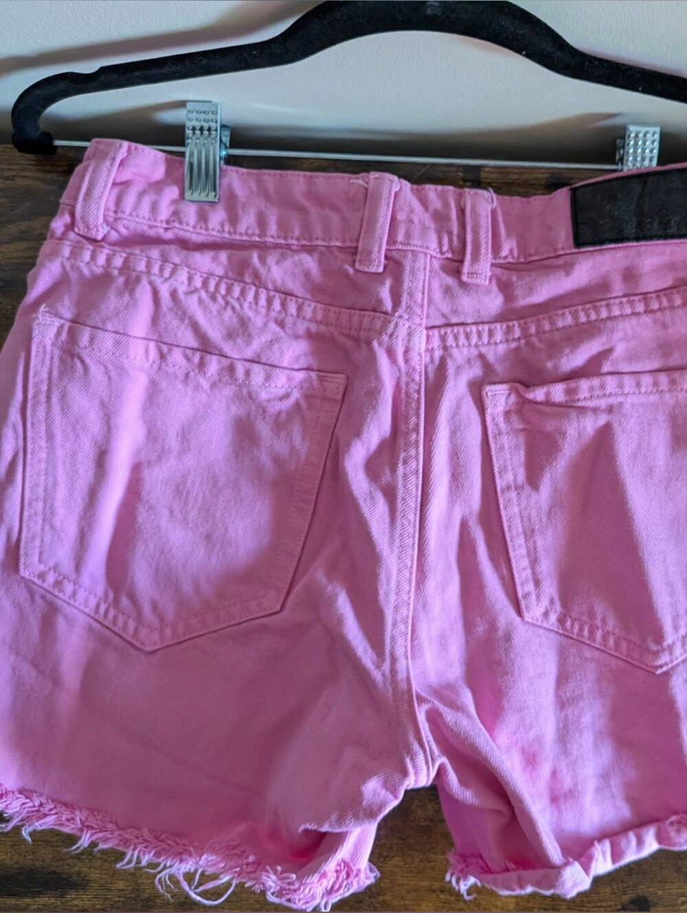 Noisy May Pink Denim Frayed Hem Shorts